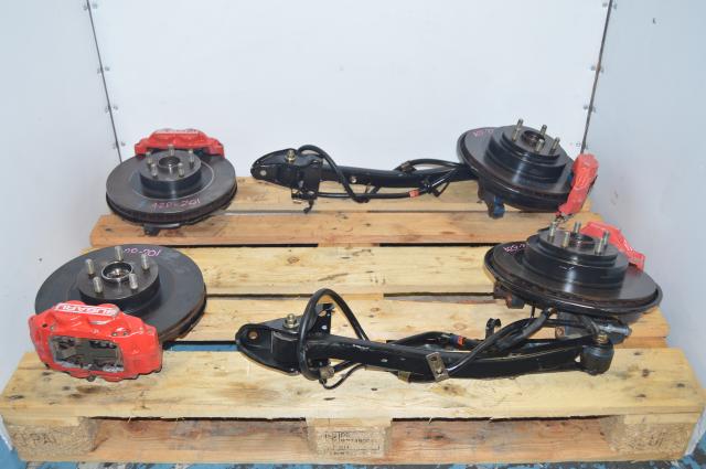 Red JDM 4 Pot 2 Pot Front & Rear Complete Brake Assembly For Sale with 5x100 Hubs