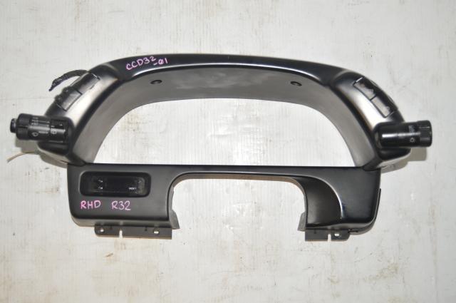 Used JDM Nissan RHD R32 GTR Gauge Cluster Shroud / Console Dash Meter Assembly with Switches for Sale K10251 01U00