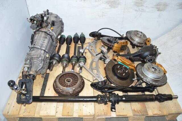 JDM STi Version 8 DCCD TY856WB3KA Transmission Package Swap For Sale with Aluminum Control Arms, 6 Speed Clutch & 4 Corner Axles