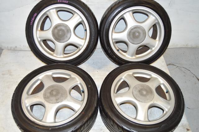 JDM OEM Toyota Supra MK4 Turbo mags wheels 17x8 / 17x9.5 5x114.3 offset 50 yokohama s.drive tires 225/45r17 
