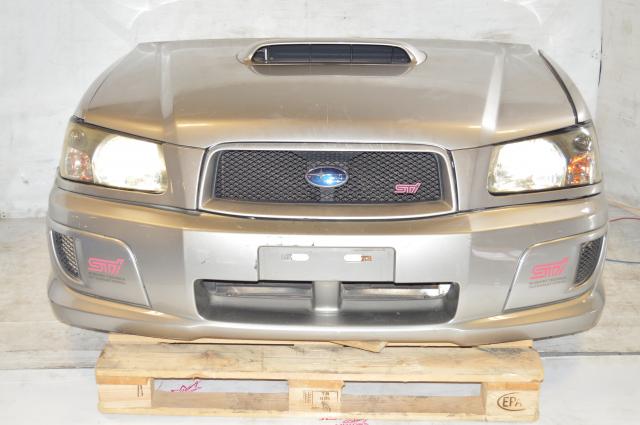 Used JDM Subaru Forester STI SG5 Nose Cut Conversion with Hood Scoop, Fenders, Tested Headlights, Grill & Fenders for Sale