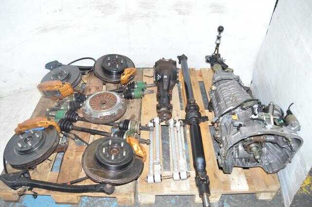 Subaru JDM STi Version 8 TY856WB6KA DCCD 6 Speed Transmission Swap For Sale with Driveshaft, Axles, Hubs, Brembos & Slotted Discs
