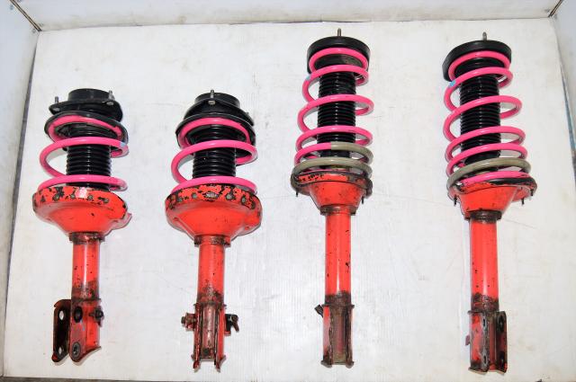 JDM WRX STi 2002-2007 Version 8 Red Strut Assembly with Pink STi Springs For Sale