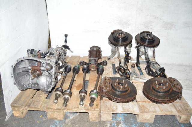 JDM Subaru Legacy Spec-B TY856WVBAA 6-Speed Transmission Swap with 4 Corner Axles, Driveshaft, 5x100 Hubs, Subframe, Driveshaft & Control arms for Sale with 3.54 R160 Rear Differential