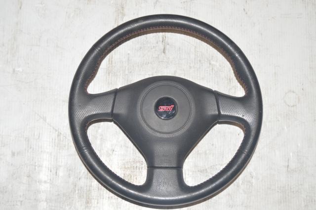 Subaru JDM WRX STI Version 9 Black Steering Wheel for 2005-2007 Applications