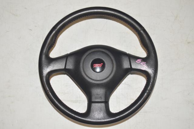JDM Subaru Forester STI SG9 Version 9 Black w/Red Stitching Steering Wheel for 2005-2007 Models