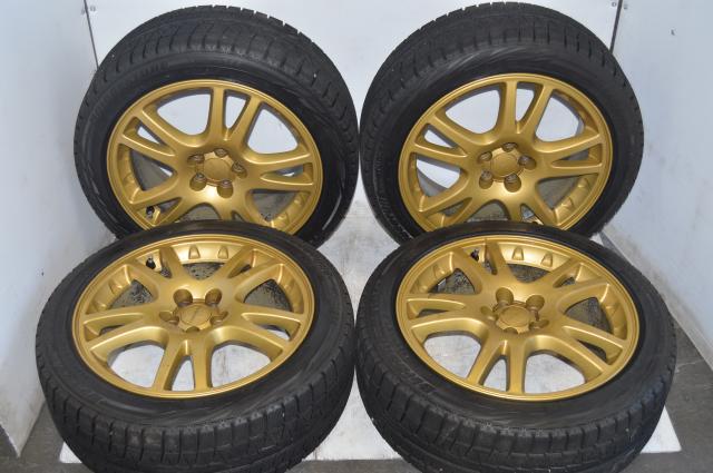 JDM Subaru Impreza WRX STI Version 7 Gold Wheels w/Bridgestone Potenza Tires 