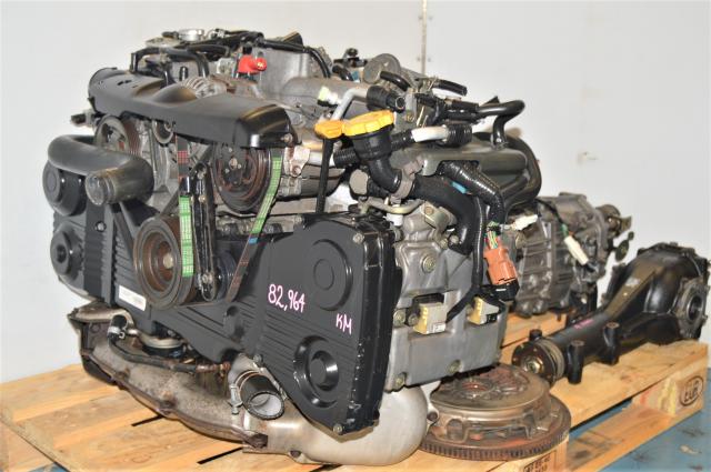 JDM Subaru WRX AVCS DOHC 2.0L EJ205 WRX 2002-2005 Engine with TD04 Turbo & 5-Speed Manual Transmission with 4.444 Rear Differential, Axles & Clutch Assembly for Sale
