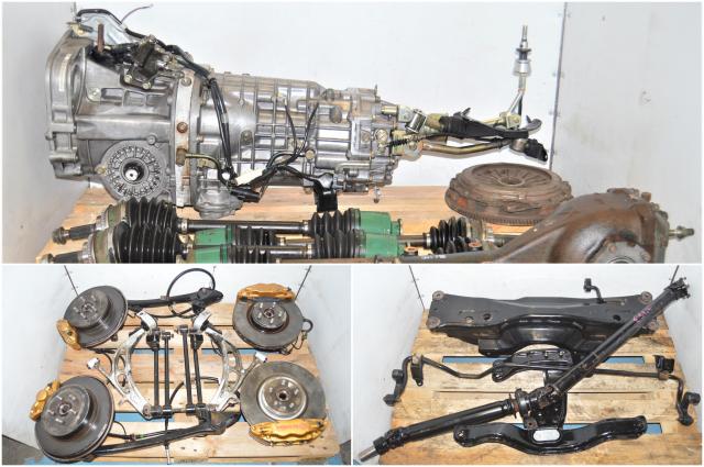 Used Subaru Version 7 TY856WB1CA 6-Speed STi Transmission with Axles, 5x100 Hubs, Driveshaft & R180 Differential