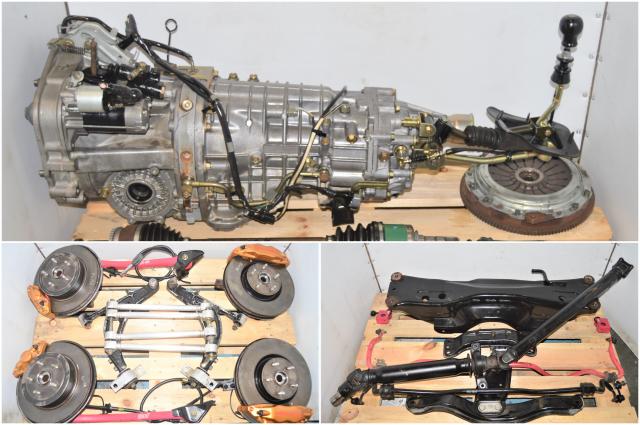 Used JDM STi TY856WB7KA 6-Speed Transmission with 5x114 Hubs, Brembos, Pink Lateral Links & Pillowball Endlinks, Control Arms, Driveshaft & 3.54 Rear Diff