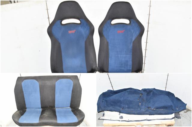 Used Subaru Version 7 Front & Rear GDB STi Blue Seats for Sale with Rails & Interior RHD Carpet