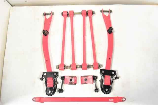 Used Subaru WRX STi Pink Lateral Links with Trailing Arms, Adapter Cones & Lower Arm Brace for Sale