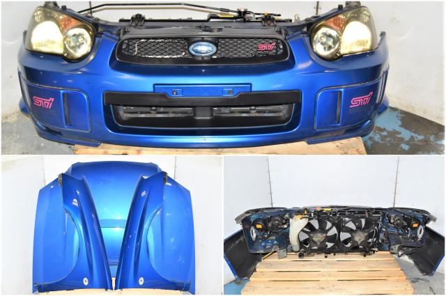 Used JDM Version 8 Blobeye STi 2004-2005 Autobody Front End Conversion with rad support, HID headlights, Hood with Scoop, Fenders & Front Bumper for Sale