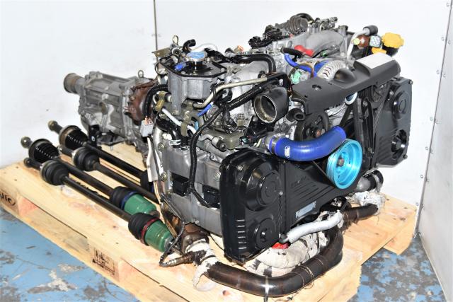 Used JDM Replacement 2.0L DOHC AVCS WRX 2002-2005 TD04 Turbocharged Engine with Aftermarket Headers, 5-peed Transmission & Rear Matching 4.444 LSD