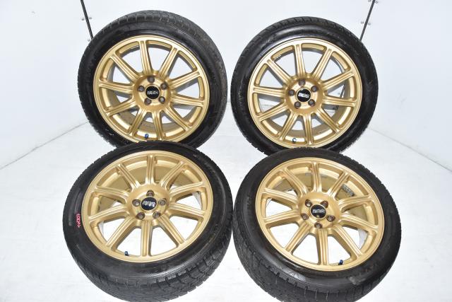 Used JDM 5x100 Gold BBS Forged 17x7.5JJ Mags for Sale with +53 Offset