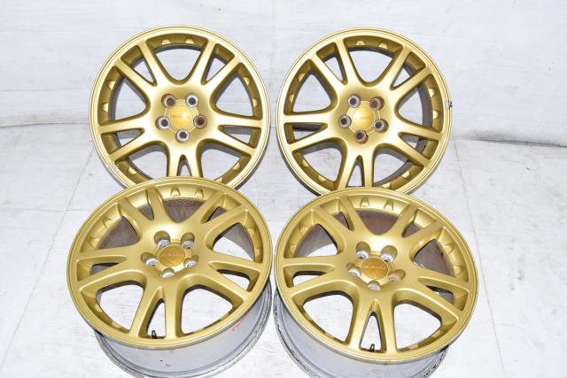 Used JDM STi GDB 2002-2003 Version 7 Gold OEM 5x100 Replacement 17 inch Mags