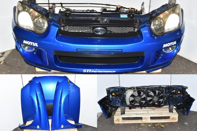 Used Subaru Version 8 GDB STi 2004-2005 Replacement Nose Cut Autobody Assembly with Hood, Fenders, Rad Support & HID Headlights