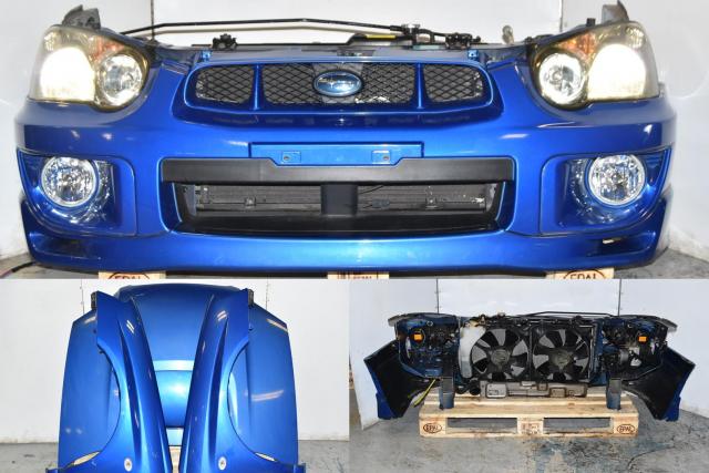 Used JDM WRX STi GDB 2004-2005 Blobeye Version 8 Front End with Hood, Rad Support, HID Headlights, Foglight Covers & Fenders for Sale