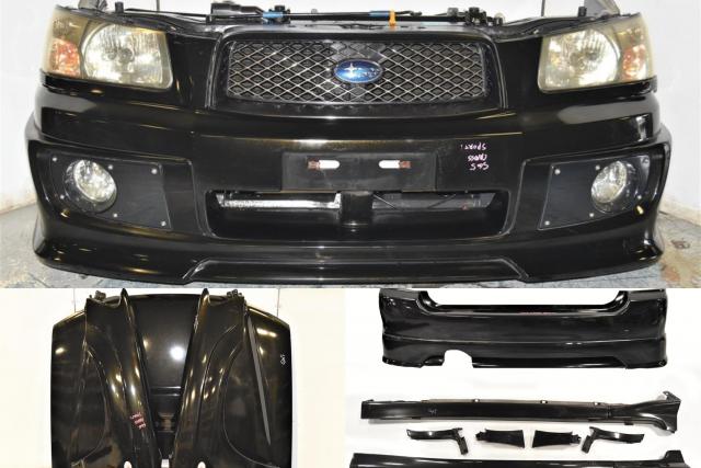 Cross Sport Forester SG5 JDM 2003-2008 Black Complete Front End with Fenders, Rear Bumper, Rad Support, HID Headlights, Sideskirts & Hood