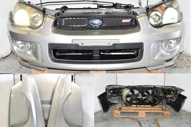 Subaru WRX STi 2004-2005 Version 8 GDB Silver Replacement Nose Cut with Fenders, Sideskirts, Spoiler and Hood with Scoop