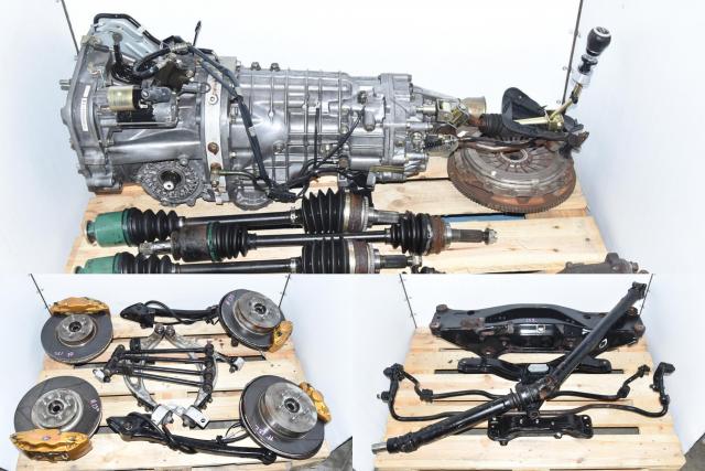 Version 7 Non-DCCD Used Subaru JDM TY856WB1AA Transmission, 5x100 Hubs, Brembos, R180 Rear Diff, Driveshaft, Axles, Sway Bars, Rear Subframe & Crossmember