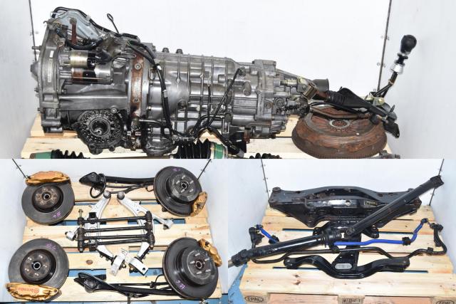 Version 7 Subaru JDM WRX STi Replacement 6-Speed Manual Transmission with Rear R180 Differential, Axles, Brembo Calipers, 5x100 Hubs & Aluminum Control Arms