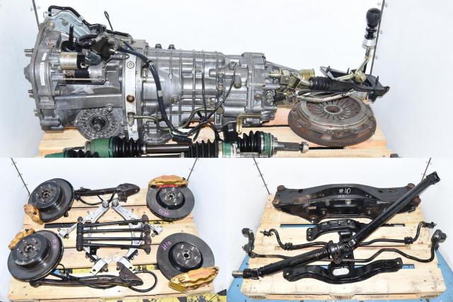 Version 7 JDM Used Subaru WRX STi Non-DCCD 6-Speed Manual Transmission with R180 Rear Differential, Axles, Subframe, Brembo Calipers & 5x100 Hubs