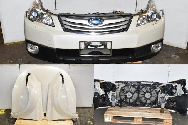 Used Subaru JDM Outback XT 2010-2014 White Nose Cut Autobody Assembly with Headlights, Foglights, Bumper Cover, Hood & Fenders