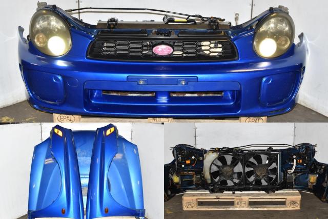 Used JDM WRX GDB STi 2002-2003 Version 7 Bugeye Nose Cut with HID Headlights, Hood, Bumper Covers, Spoiler and Sideskirts