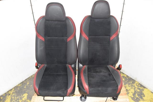 Used JDM Subaru Front VA WRX STi 2015+ Red & Black Front Seats for Sale