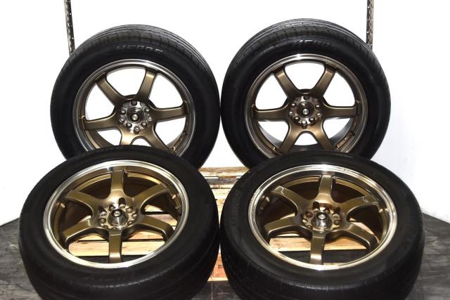 Used JDM 17x7JJ Aftermarket Raze Wheel 5x100 & 5x114.3 Mags with Tires 