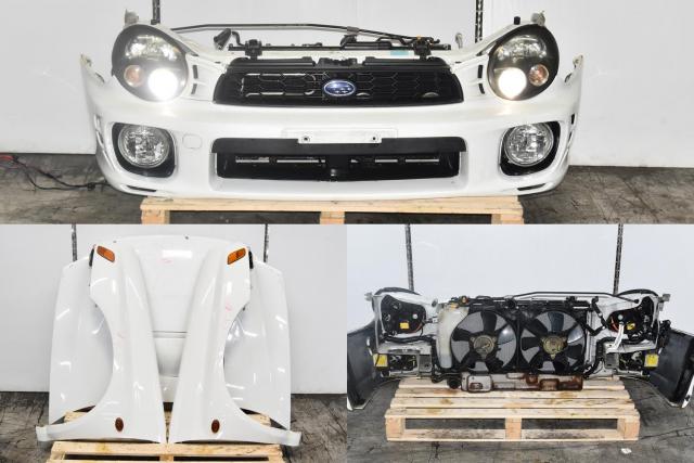 GD Version 7 2002-2003 Replacement JDM Used Autobody Nose Cut with STi Hood, HID Headlights, Foglights, Fenders & V7 Sideskirts