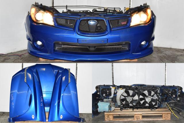 JDM 2006-2007 GDB Hawkeye Version 9 Nose Cut Assembly with HID Headlights, Hood, Fenders & Radiator Support Frame for Sale