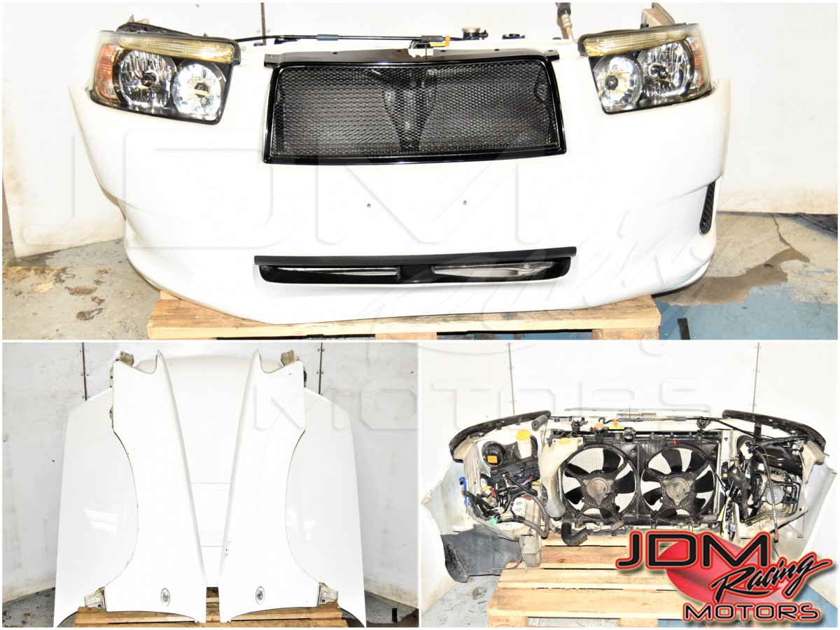 Used Subaru Forester SG9 White Front End Conversion with Headlights, Fenders, Hood, Grille, Front Bumper & Rad Support