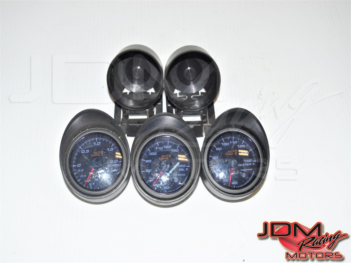 Used JDM Autogauge Stepper Motor Series 60mm Triple Gauge Set for Sale