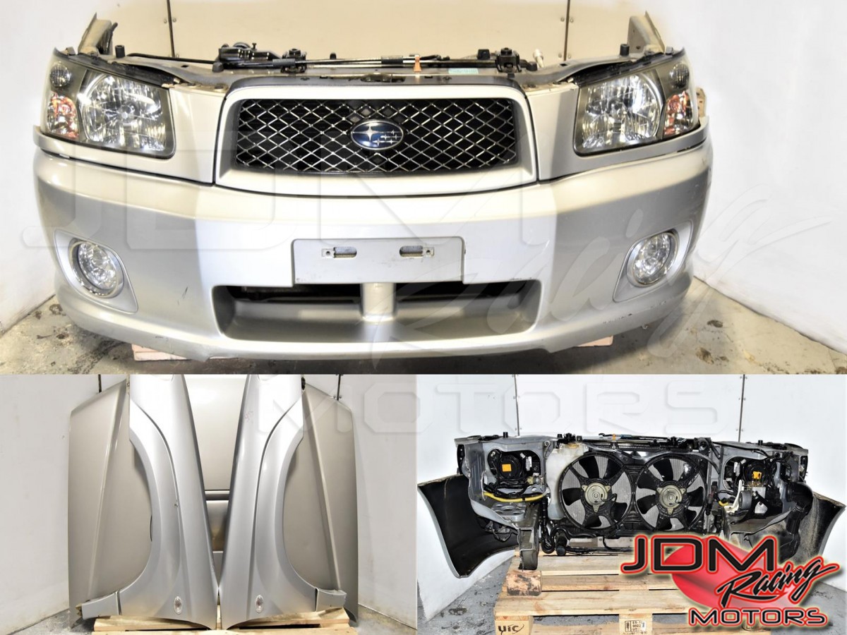 Used JDM Subaru Forester SG Front End Nose Cut Crossport Silver with Fenders, Sideskirts, Front & Rear Bumper, Headlights & Hood