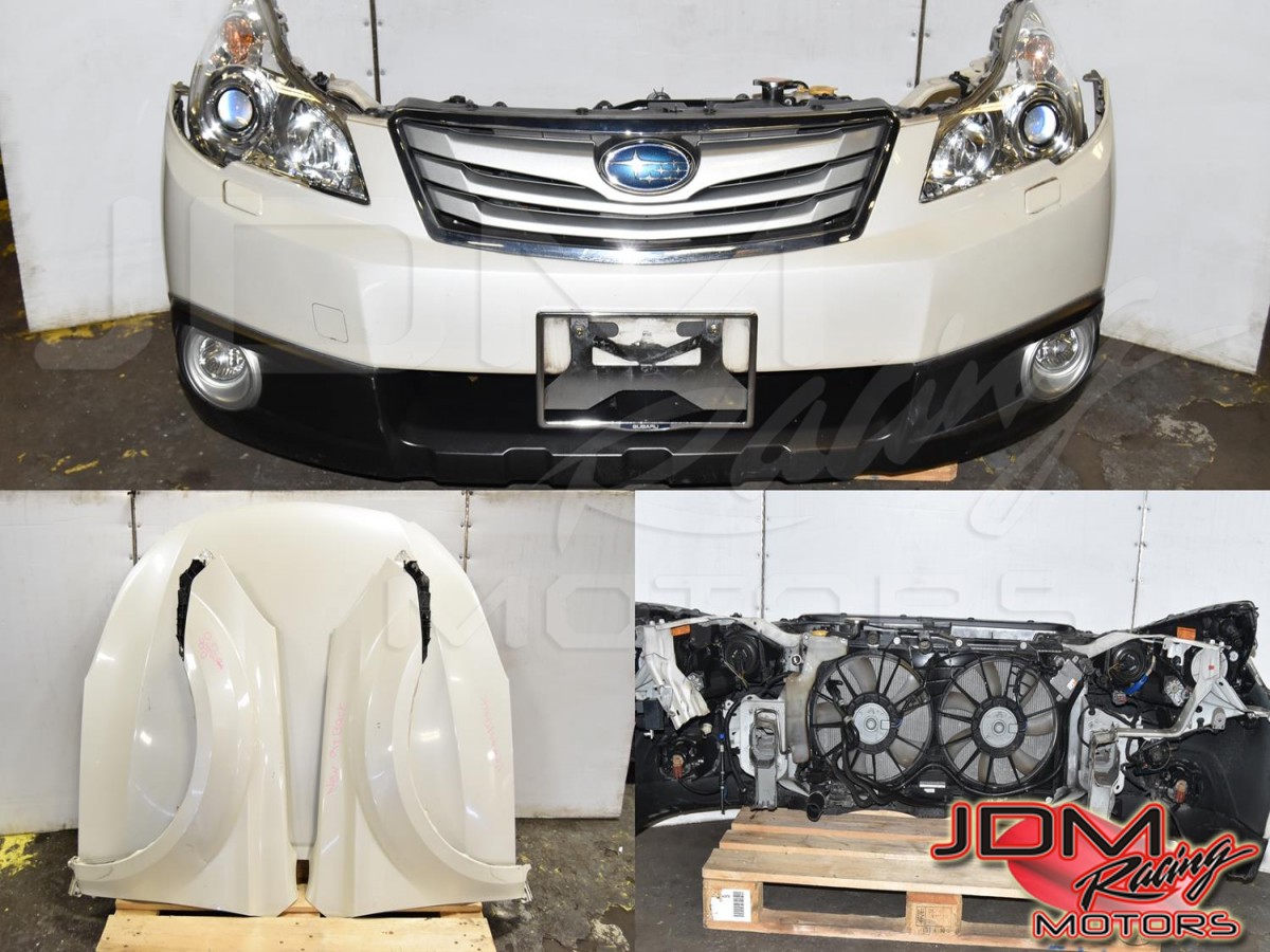 Used Subaru JDM Outback XT 2010-2014 White Nose Cut Autobody Assembly with Headlights, Foglights, Bumper Cover, Hood & Fenders