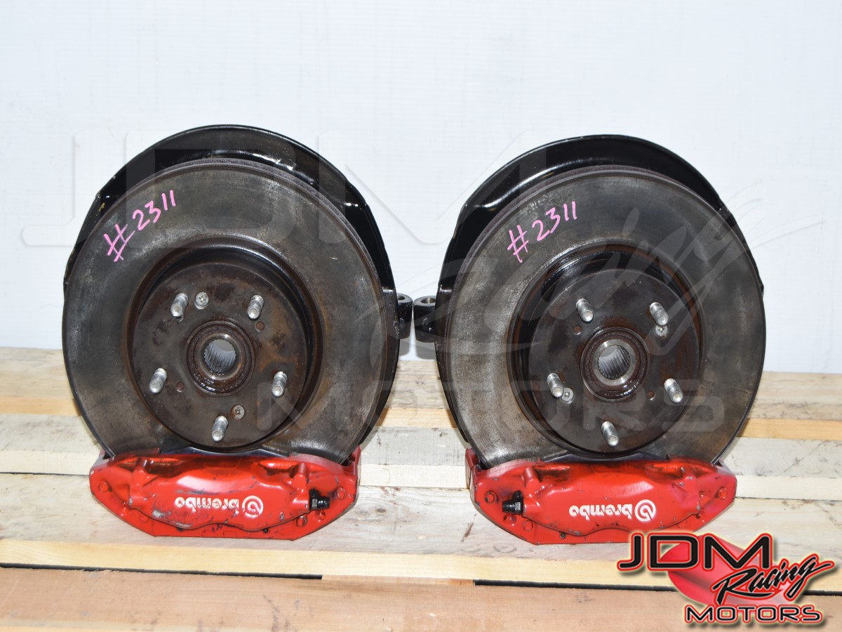 Used JDM Acura RSX K20A Type-R Front Red DC5 Brembo Calipers, Discs & Hub Assembly for Sale