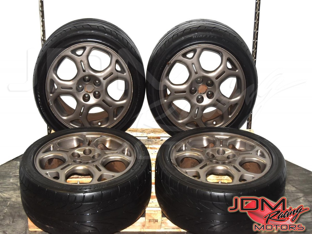 Used JDM Subaru Legacy B4 Blitzen 5x100 17x7JJ Wheels with 215/45R17 Tires for Sale